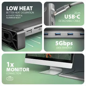 USB rozbočovač - Axagon HMC-10HLS 9in1 USB-C hub - 4