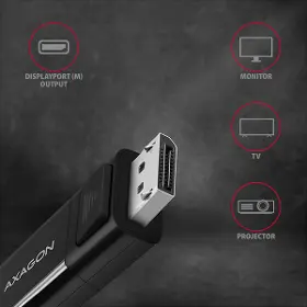 Redukcia - Axagon RVC-DPC, redukcia / kábel USB-C -> DisplayPort 1.8 m, 4K/60 Hz - 3