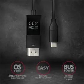 Redukcia - Axagon RVC-DPC, redukcia / kábel USB-C -> DisplayPort 1.8 m, 4K/60 Hz - 4