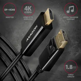 Kábel - Axagon RVD-HI14C2 DisplayPort to HDMI 1.4 redukce / kabel 1.8m 4K/30Hz - 2