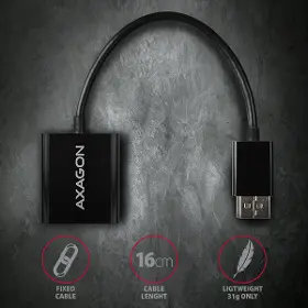 Redukcia - Axagon RVD-VGN, redukcia / adaptér DisplayPort -> VGA, FullHD, 1920*1200 - 3
