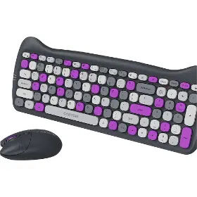 PC klávesnice s myší - Canyon HSET-W6 Kitty Edition Grey/Purple - 2
