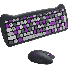 PC klávesnice s myší - Canyon HSET-W6 Kitty Edition Grey/Purple - 3