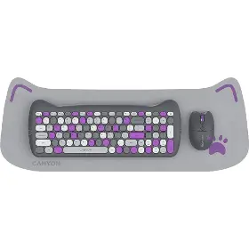 PC klávesnice s myší - Canyon HSET-W6 Kitty Edition Grey/Purple - 1