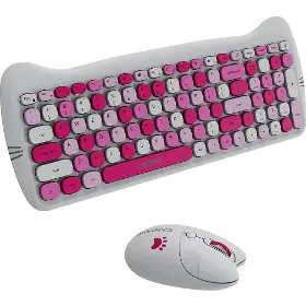 PC klávesnice s myší - Canyon HSET-W6 Kitty Edition Pink - 2