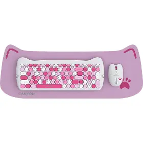 PC klávesnice s myší - Canyon HSET-W6 Kitty Edition Pink - 1