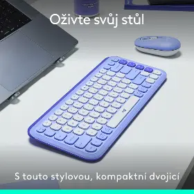 PC klávesnice s myší - Logitech Pop Icon Combo myš a klávesnice Lilac US - 5