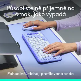 PC klávesnice s myší - Logitech Pop Icon Combo myš a klávesnice Lilac US - 6