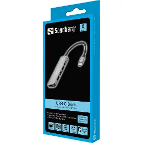 USB rozbočovač - Sandberg USB-C Dock HDMI+3xUSB+PD 100W - 2