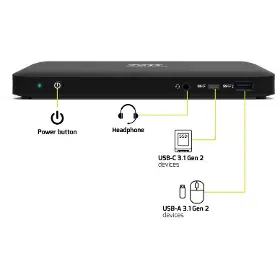 Dokovací stanice - Port Designs Dokovací stanice pro kanceláře, USB-C, 2x4K, černá - 10