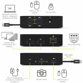 Dokovací stanice - Port Designs USB-C Dokovací stanice 10v1, 2x4K - 10