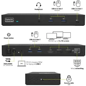 Dokovací stanice - Port Designs 3x 4K, USB-C + USB A PORT - 9