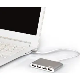 USB rozbočovač - Port Designs USB HUB, 4x USB 2.0, šedý - 3