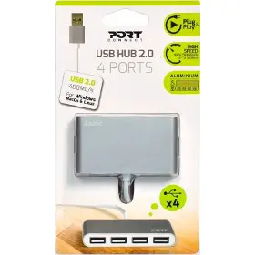 USB rozbočovač - Port Designs USB HUB, 4x USB 2.0, šedý - 4