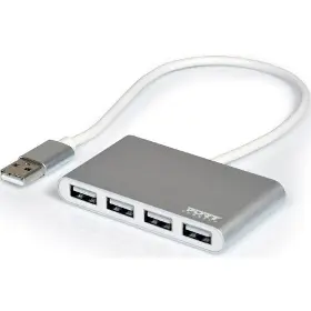 USB rozbočovač - Port Designs USB HUB, 4x USB 2.0, šedý - 1
