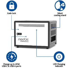 Nabíjecí stanice - Port Designs Naotic Charging Cabinet 10x USB-C - 7