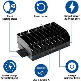 Nabíjecí stanice - Port Designs Naotic Charging Table 10x USB-C - 8