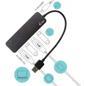 USB Hub - I-Tec HUB 4x USB-A  Port with individual On/Off Switches - 4