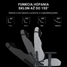 Herná stolička - Anda Seat Luna Grey fabric - 12