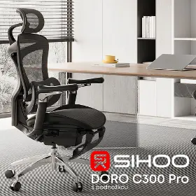 Kancelárska stolička - Sihoo DORO C300 Mesh čierna s opierkou na nohy - 6