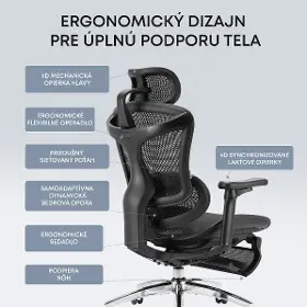 Kancelárska stolička - Sihoo DORO C300L Mesh čierna s opierkou na nohy - 16