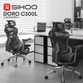 Kancelárska stolička - Sihoo DORO C300L Mesh čierna s opierkou na nohy - 7