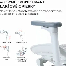Kancelárska stolička - Sihoo DORO C300L Mesh biela  s opierkou na nohy - 12