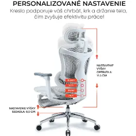 Kancelárska stolička - Sihoo DORO C300L Mesh biela  s opierkou na nohy - 14