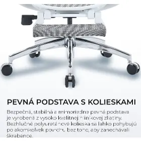Kancelárska stolička - Sihoo DORO C300L Mesh biela  s opierkou na nohy - 18