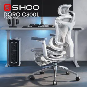 Kancelárska stolička - Sihoo DORO C300L Mesh biela  s opierkou na nohy - 8