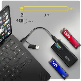 Externý box - Axagon EEM2-SD2B M.2 NVMe/SATA SSD box - 8