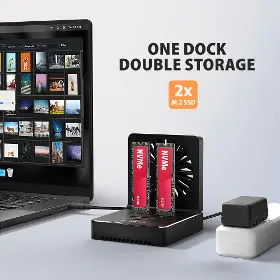 Externý box - Axagon ADSA-M2C22 2x M.2 SSD dock - 4