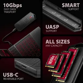 Externý box - Axagon EEM2-GAM M.2 NVMe/SATA SSD box - 7
