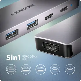 USB Hub - Axagon HMC-5H60 USB-C 5in1 HUB - 3