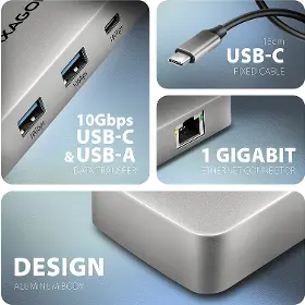 USB Hub - Axagon HMC-CUB83X2 USB-C 7in1 HUB - 4