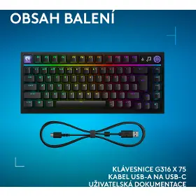 Herní klávesnice - Logitech G316 X 75 Black US - 12