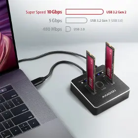 Externý box - Axagon ADSA-M2C 2x M.2 NVMe SSD dock - 6