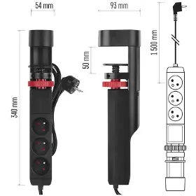 Prodlužovací kabel - Emos Prodlužovací kabel, 3 zásuvky, USB, 1,5 m - 8