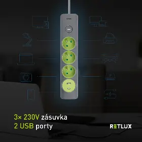 Prodlužovací kabel - Retlux RPC 73 Prodlužovací kabel 1,4 m USB A,C - 5