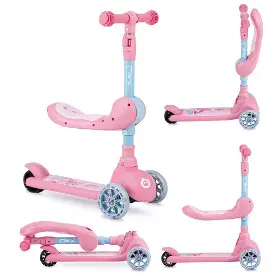 Koloběžka - MoMi Kiuru 2v1 pink - 9