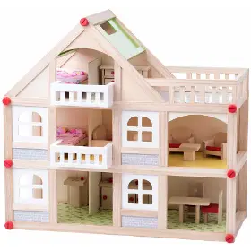 Doplňky pro panenky - Woody Domeček dvoupatrový - 1