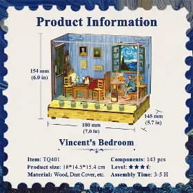3D Puzzle - Tonecheer TQ401 Vincent´s Bedroom - 6